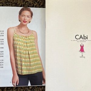 CAbi 411 seahorse cami tank top MediumYellow green gray